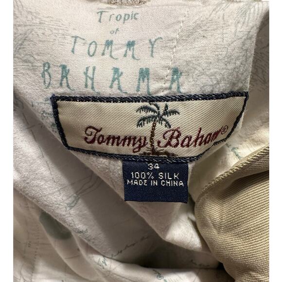 Tommy Bahama Khaki Pleated Front Men's Shorts 100% Silk Size 34 - Picture 3 of 5